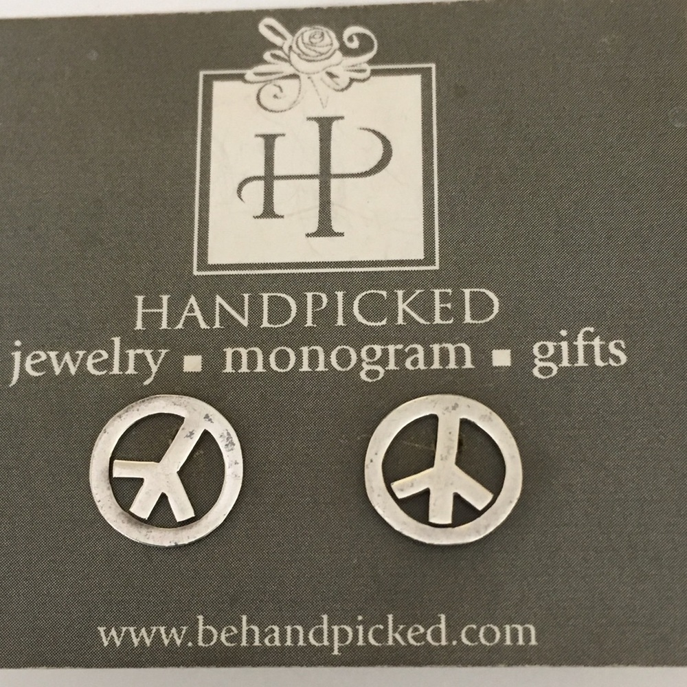 Sterling Silver Peace Sign Earrings